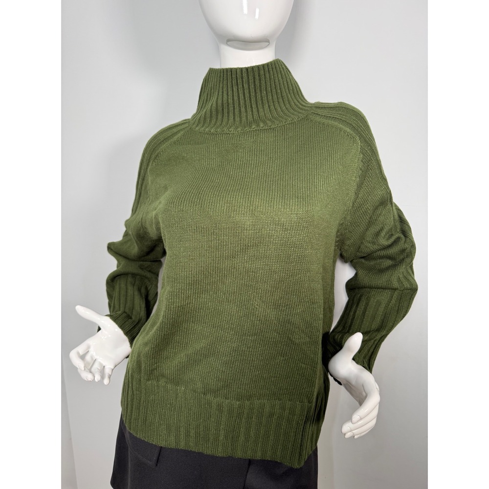 Commense‎ Solid High Neck Knit Sweater ArmyGreen … - image 4